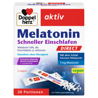 Illustration of the product packaging Doppelherz aktiv Melatonin DIRECT front view