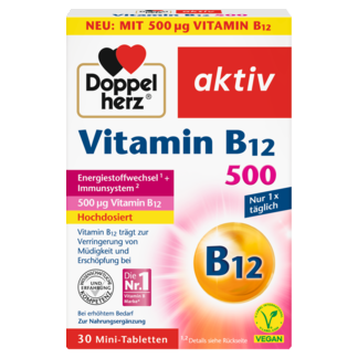Illustration of the product packaging Doppelherz aktiv Vitamin B12 500 front view