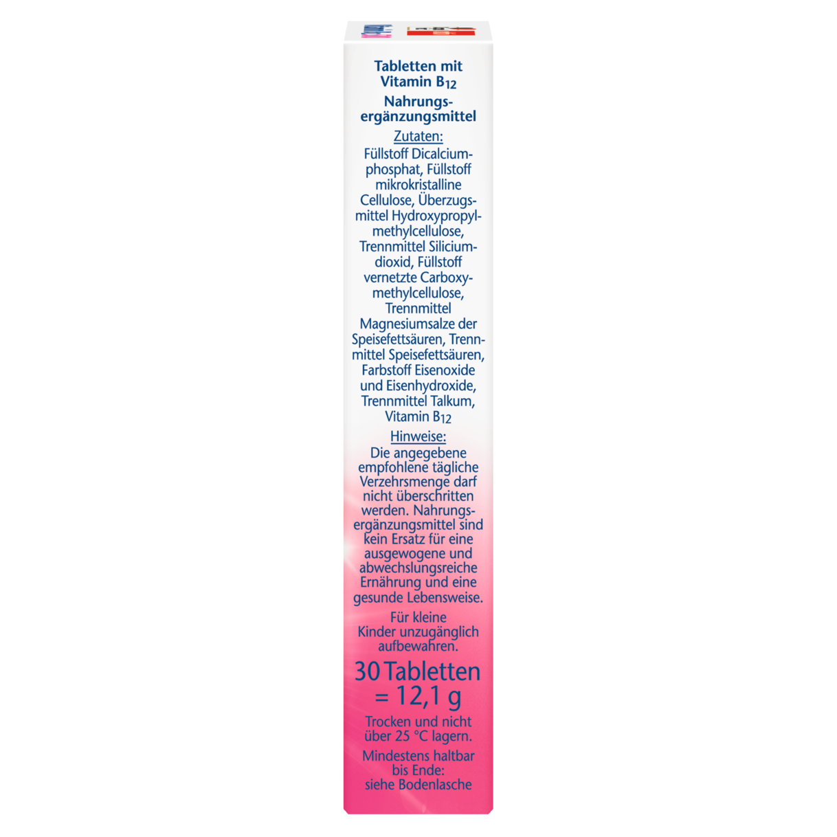 Illustration of the product packaging Doppelherz aktiv Vitamin B12 500 side view right
