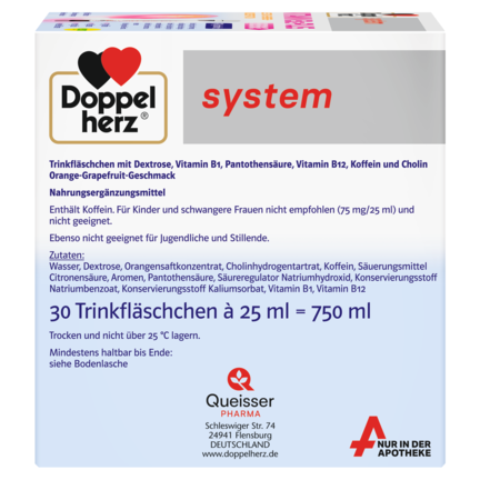 Illustration of the product packaging Doppelherz system VITAMIN B12 PLUS ENERGY  side view right