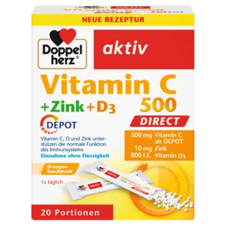Doppelherz aktiv Vitamin C + Cink + D3 DEPOT DIRECT Prednji pogled