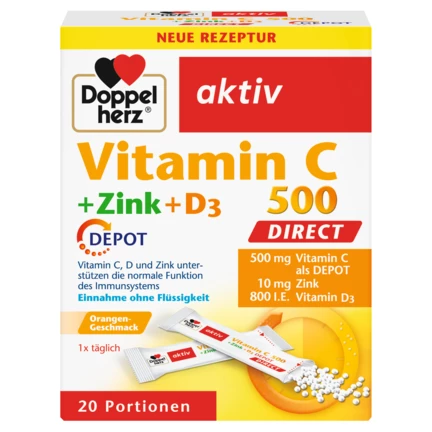 Doppelherz aktiv Vitamin C + Cink + D3 DEPOT DIRECT Prednji pogled