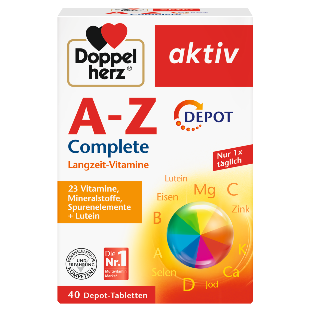 Illustration of the product packaging Doppelherz aktiv A-Z DEPOT front view
