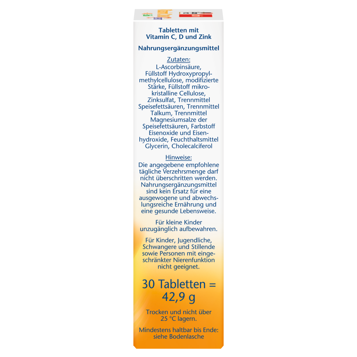 Illustration of the product packaging Doppelherz aktiv Vitamin C 1000 side view right