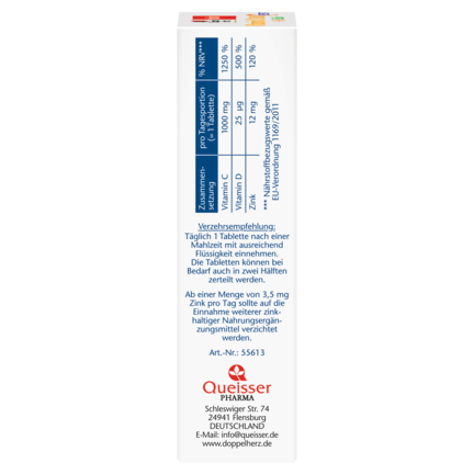 Illustration of the product packaging Doppelherz aktiv Vitamin C 1000 side view left