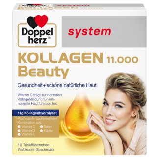 Illustration of the product packaging Doppelherz system KOLAGEN 11.000 za lijepu kožu  front view