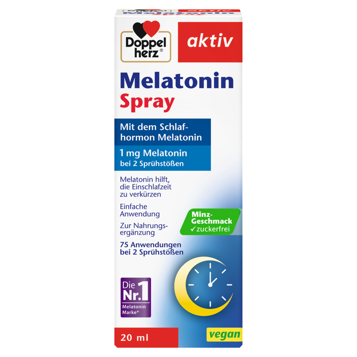 Illustration of the product packaging Doppelherz aktiv Melatonin sprej  front view