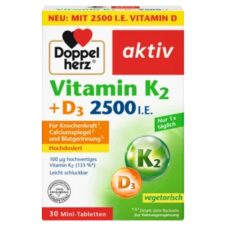 Doppelherz aktiv Vitamin K2 + D3 2500 IU  Prednji pogled