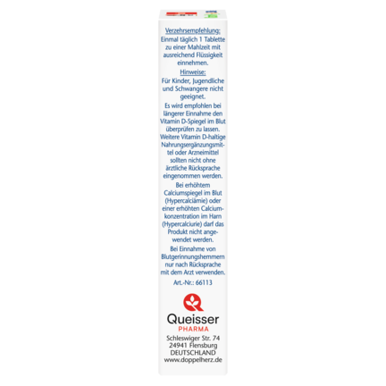 Illustration of the product packaging Doppelherz aktiv Vitamin K2 + D3 2500 IU  side view left