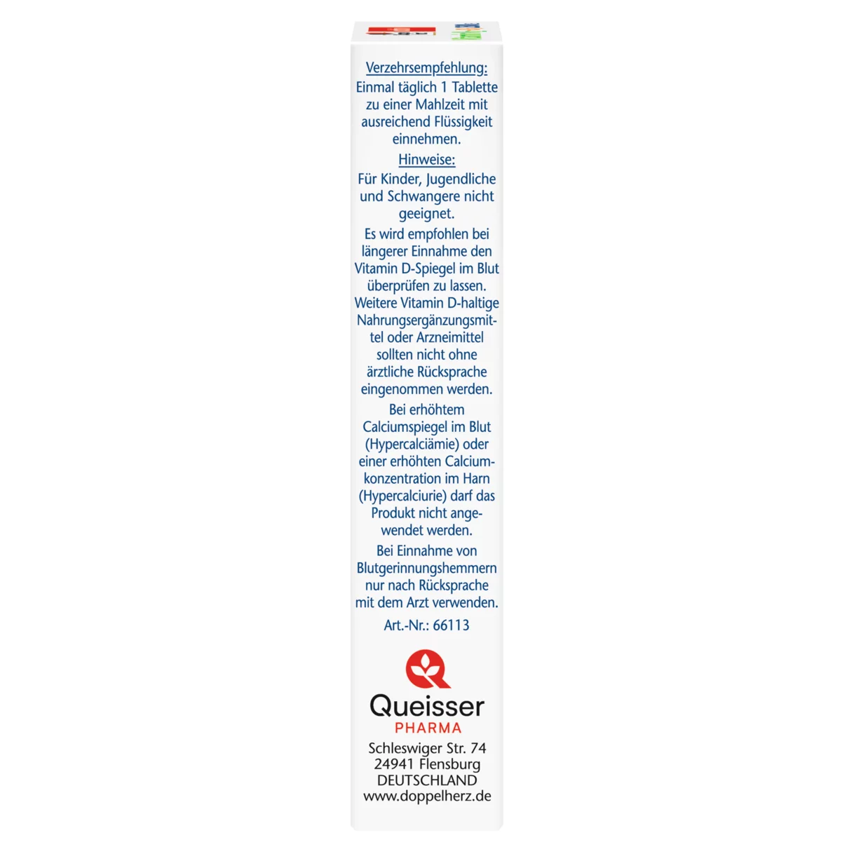 Doppelherz aktiv Vitamin K2 + D3 2500 IU  Bočni pogled lijevo