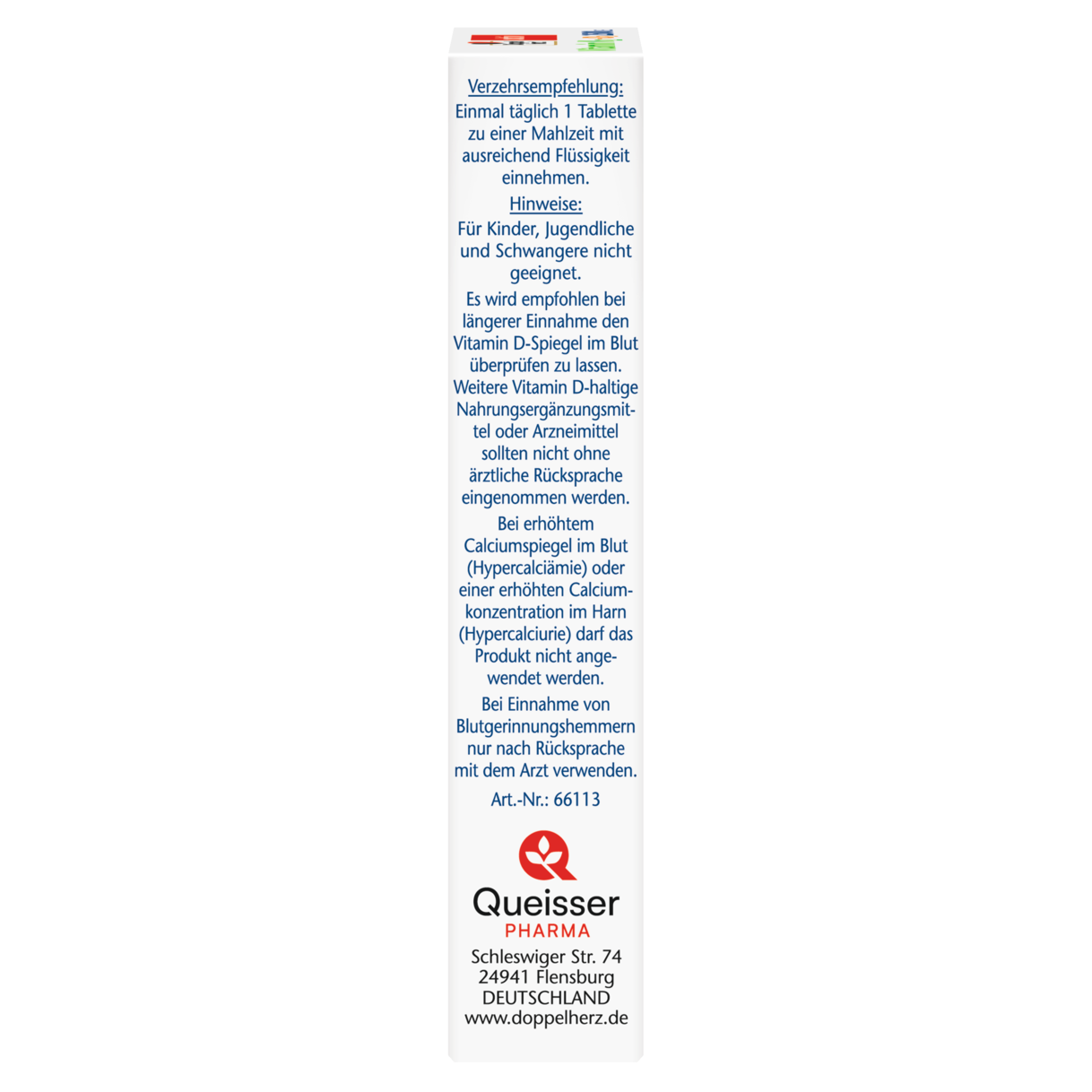 Illustration of the product packaging Doppelherz aktiv Vitamin K2 + D3 2500 IU  side view left