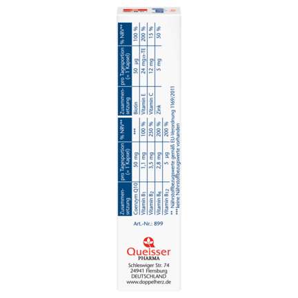 Illustration of the product packaging Doppelherz aktiv Koenzim Q10  side view left