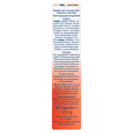 Illustration of the product packaging Doppelherz aktiv Koenzim Q10  side view right